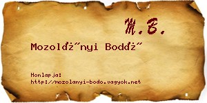 Mozolányi Bodó névjegykártya